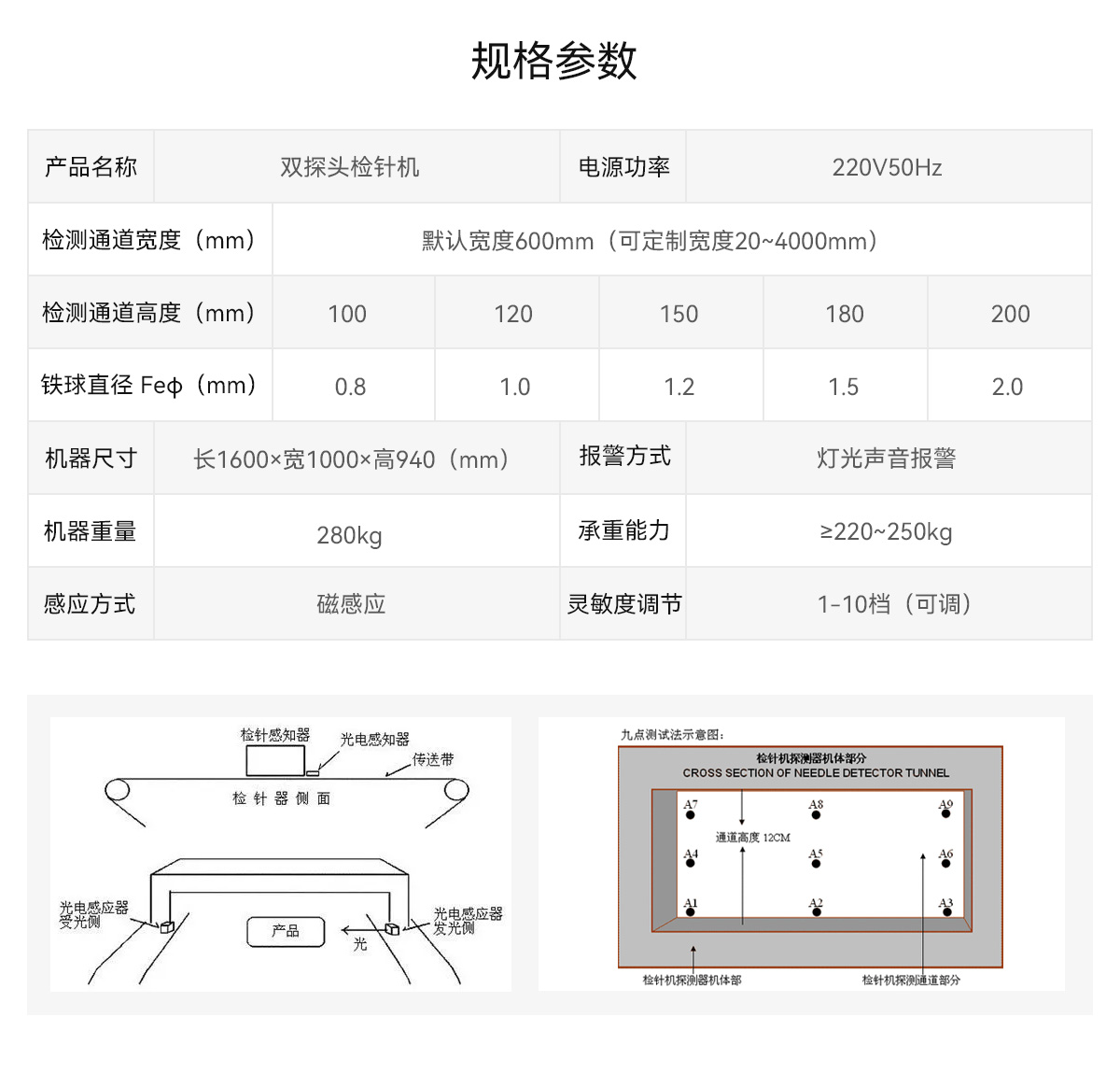 双探头检针机参数